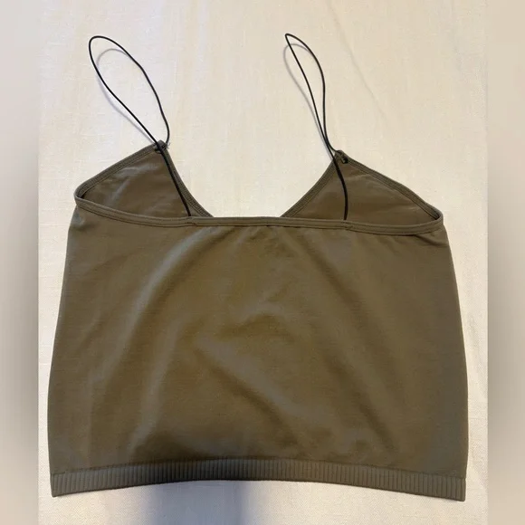 Free People, Intimately Olive Green Women's Spaghetti Strap Crop Top - Picture 2 of 6